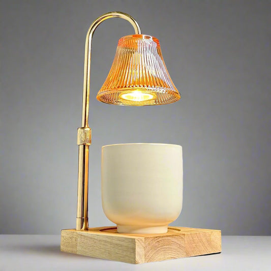 Candle Warmer Lamp with Timer and Dimmer & Includes 2 Bulbs, Electric Wax Candle Lamp Warmer for Jar Candles, Home Decor Aesthetic, and House Warming Gifts - Gold Glass