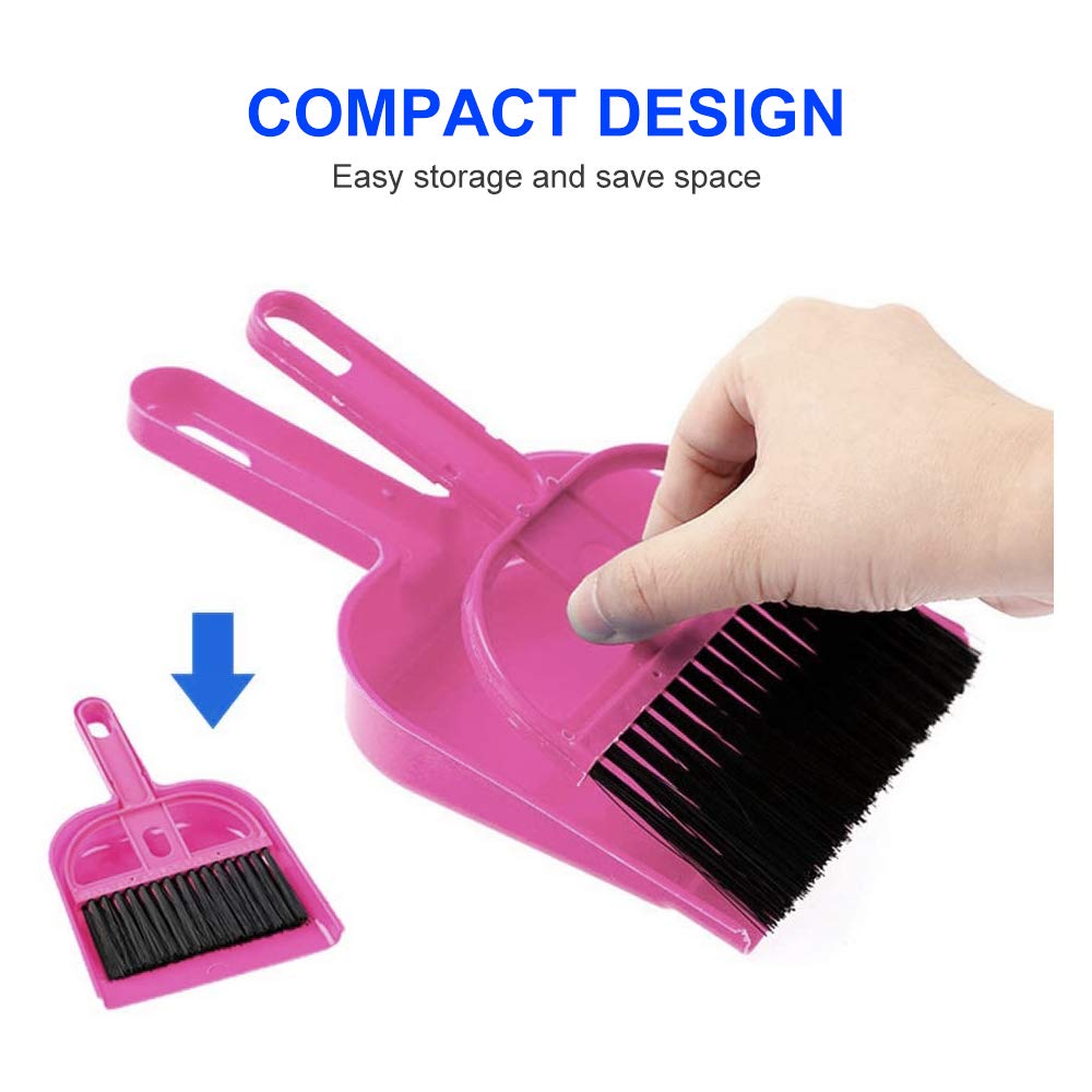 WishLotus Mini Dustpan and Brush Set, Portable Exquisite Pet Waste Cleaning Kit, Hamster Sand Scooper Cage Cleaning Tool for Small Pets Guinea Pigs Hedgehogs Hamsters Chinchillas Rabbits (Pink)