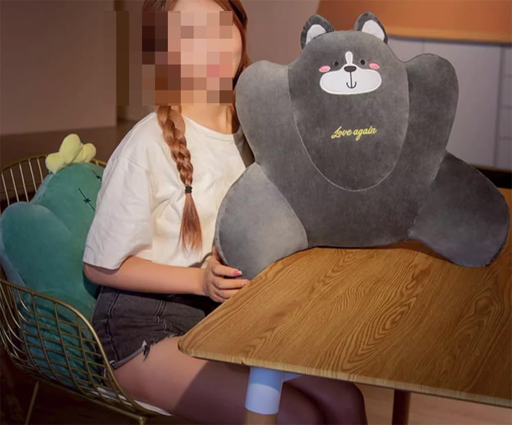 Cartoon Lumbar Support Pillow Cute Office Chair Waist Back Cushion Backrest Pillow Soft Sofa Bed Rest Reading Pillow (Green Cactus, 55×40CM/21.65"×15.7")