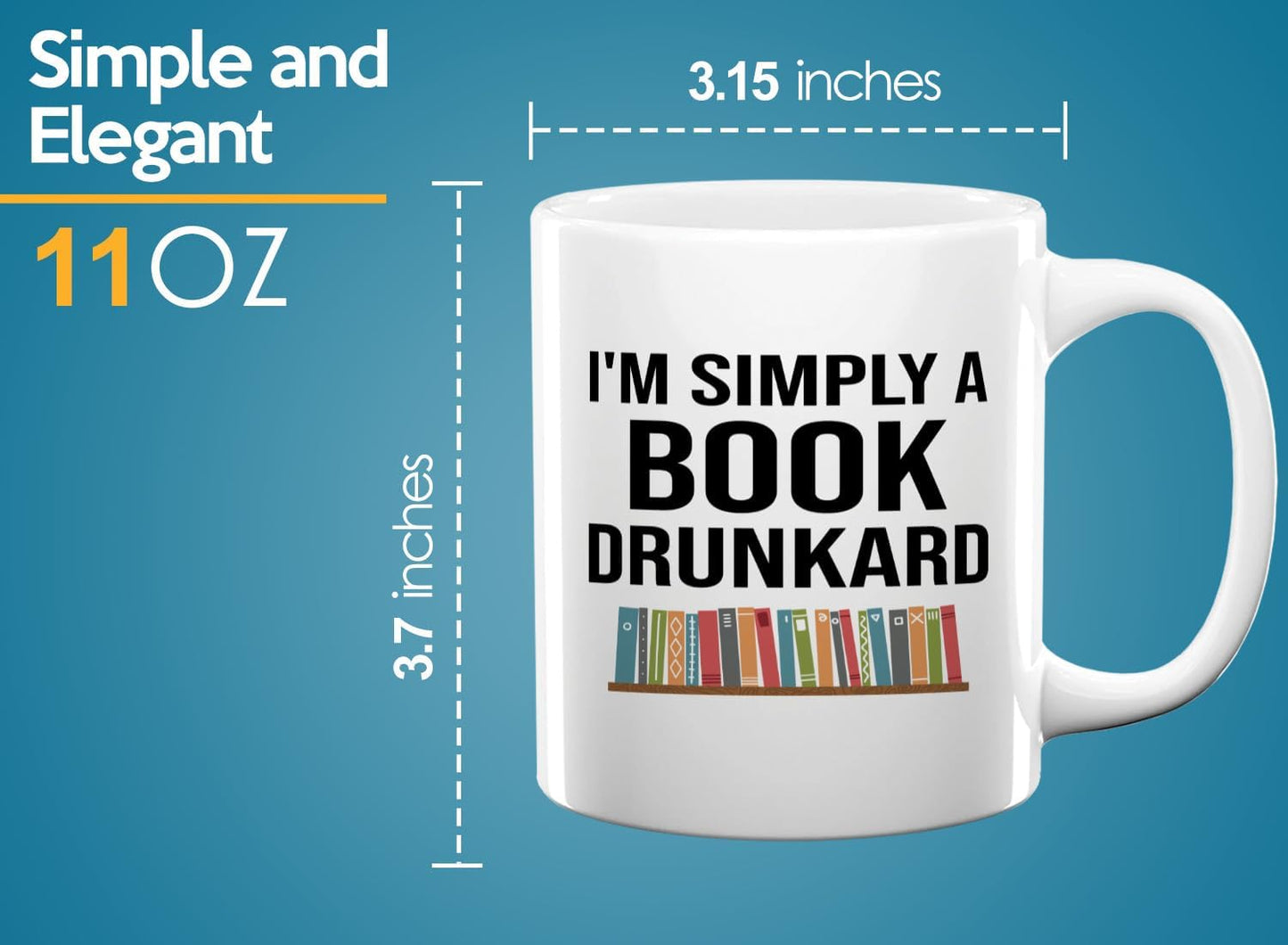 Book Lover Coffee Mug 11oz White -Book Drunkard - Gift For Poets Bookish People Bibliophile Librarian Book Club Reader