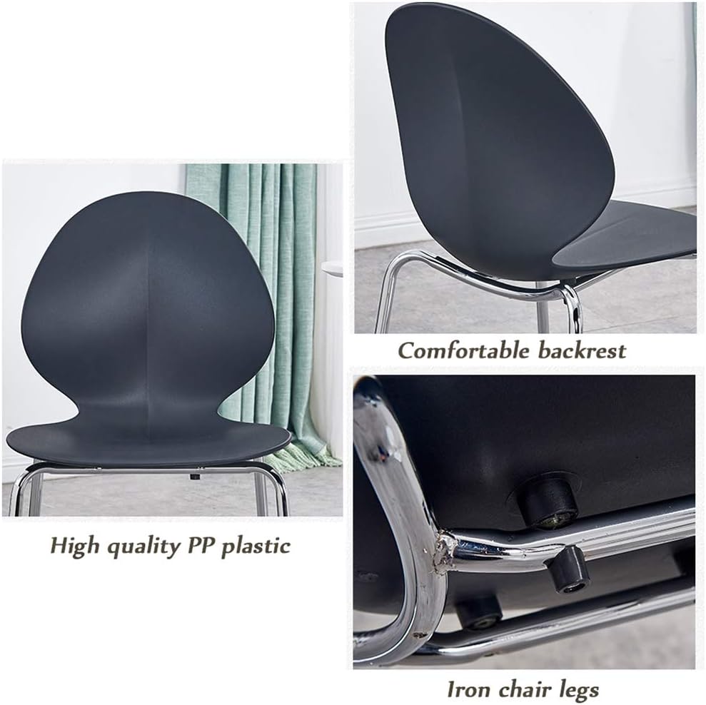 RXBFD Comfortable Chair Modern PP Plastic Dining Chair with Metal Legs,Ergonomically Designed Comfort Curve, for Living Room/Cafe/Lounge/Study Room/Dining Room/Pub Leisure Chair