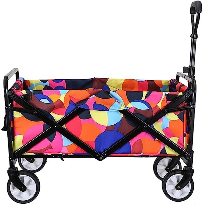 Handcart, Folding Portable Shopping Cart Multifunction Trolley Cart, Garden Heavy Duty Wagon, Push-Pull Cart for Outdoor/Camping/Fishing/Mall, Load: 60Kg