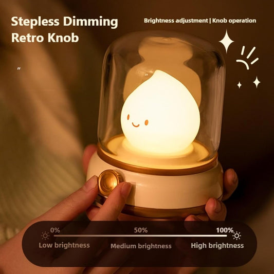 Flameless Kerosene-Style Night Light – Dimmable USB-Rechargeable LED Candle Light with Flicker & Steady Modes, Silicone Flame, Cozy Bedroom, Kids, Travel Lamp (Yellow)