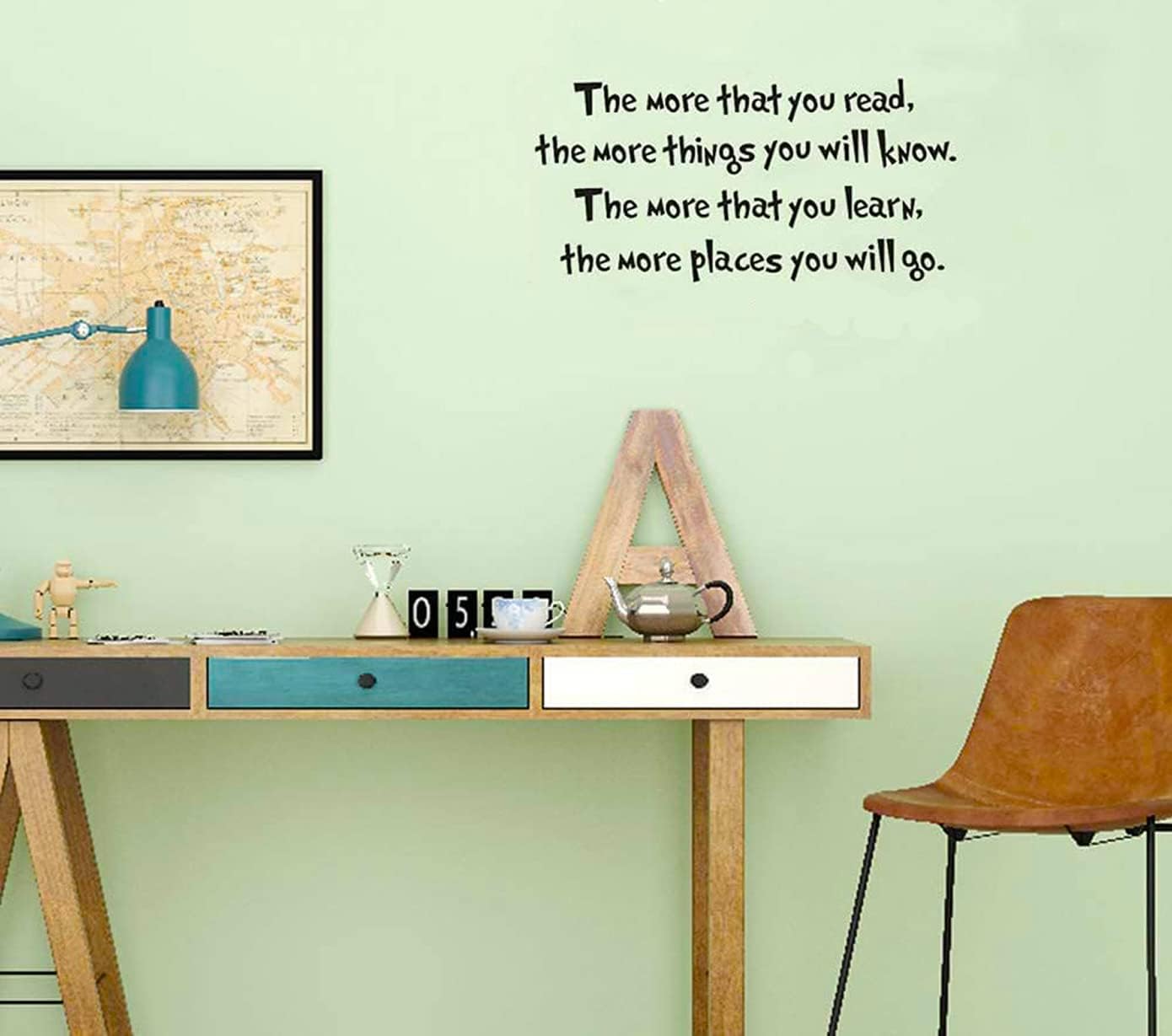 The More That You Read The More Things You Will Know Wall Sticker Art Quote Decals Home Decor (22.4''x11'')