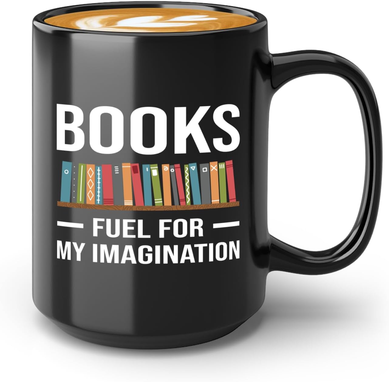 Book Lover Coffee Mug 15oz Black -Fuel for Imagination - Writer Editor Bookish Librarian Bibliophile Bookish Grammar Philosophers