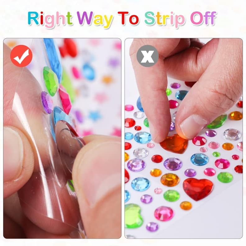 2774pcs Gem Stickers Jewels for Crafts, Self Adhesive Rhinestone Jewel Stick on Gems, Acrylic Bling Heart Stickers, Craft Supplies for Kids