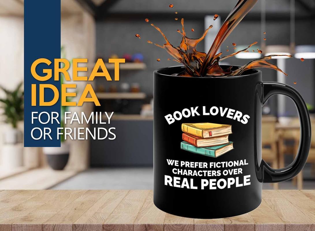 Book Lover Coffee Mug 11oz Black - We prefer fictional - Gift For Poets Bookish People Bibliophile Librarian Book Club Reader