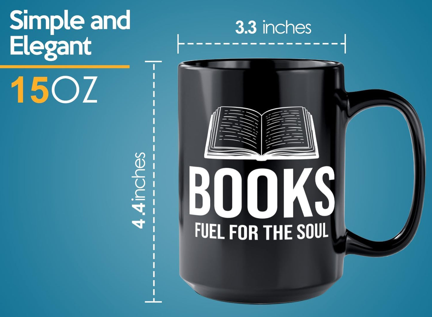 Book Lover Coffee Mug 15oz Black -Books Fuel for - Bookworm Literature Library Book Lover Reader Booked Editor Intellectual Studious