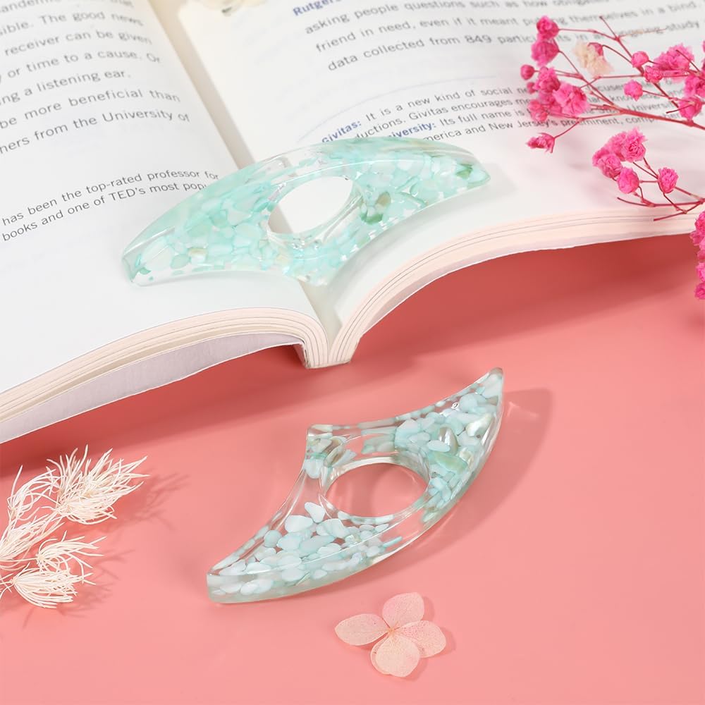 Book Page Holder, 2 Pieces Thumb Page Holder for Reading, Handmade Resin Bookmark, Books Opener Holders Thumb Ring Pages Holders Reading Accessories for Teachers Readers Book Lovers Gifts