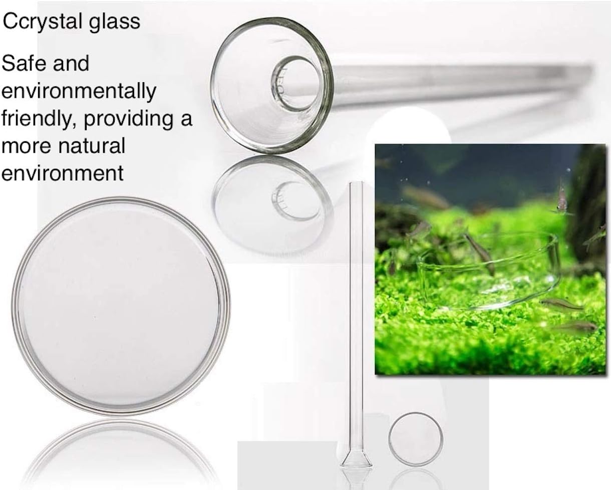 Shrimp Feeding Tube and Dish,Clear Crystal Glass Shrimp Feeder Tube Tray for Fish Tank Aquarium Shrimp (10")