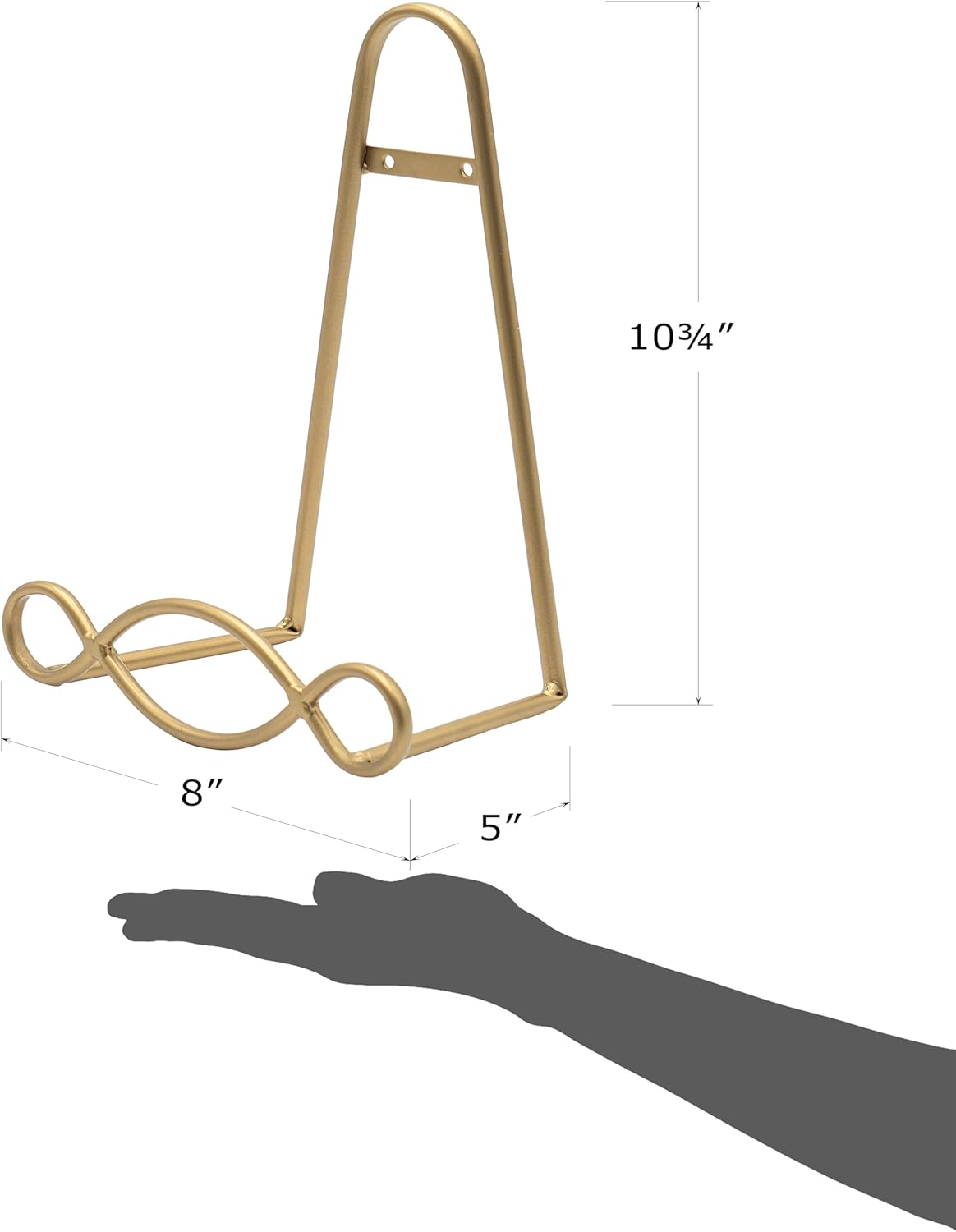 Red Co. Easel Display Rack Stand for Decorative Home Wall, Unique Loop Design, 8" W × 5" D × 11" H, Gold