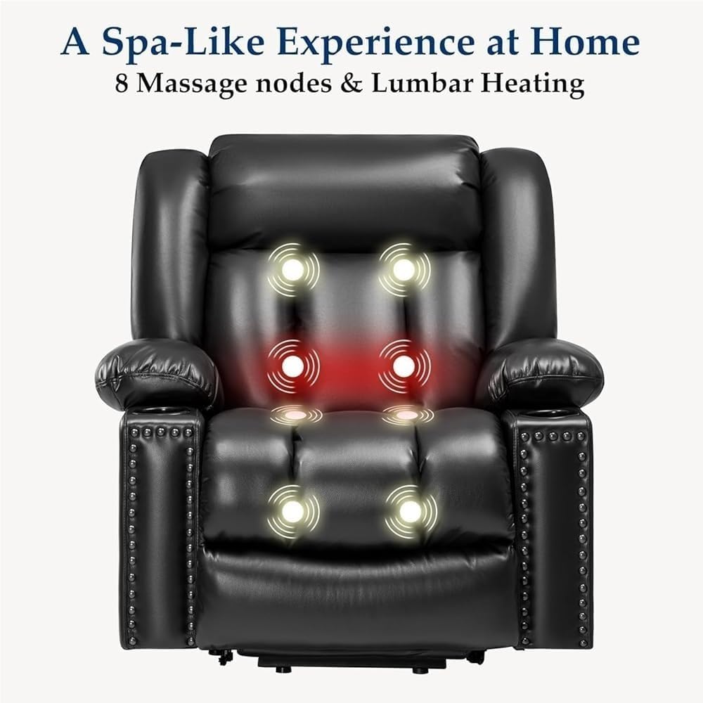 Infinite Position Power Lift Recliner Chair for Elderly with Heat and Massage Electric Stand Up Sofa Thickened Ergonomic Padded Lounge for Back Waist Knee Relief Dual Side Pockets