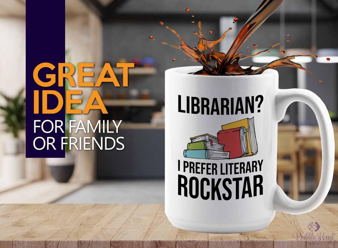 Book Lover Coffee Mug 15oz White - literary rockstar - Gifts for Book Club Readers Book Nerd Librarians Book Worm Bookish