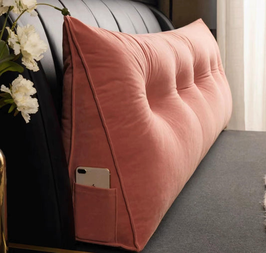 Large Bolster Triangular Wedge Body Positioners Support Reading Backrest Pillow for Headboard for Day Bed Bunk Bed with Removable Cover(Size:200x50x20cm,Color:Bean Paste Color)