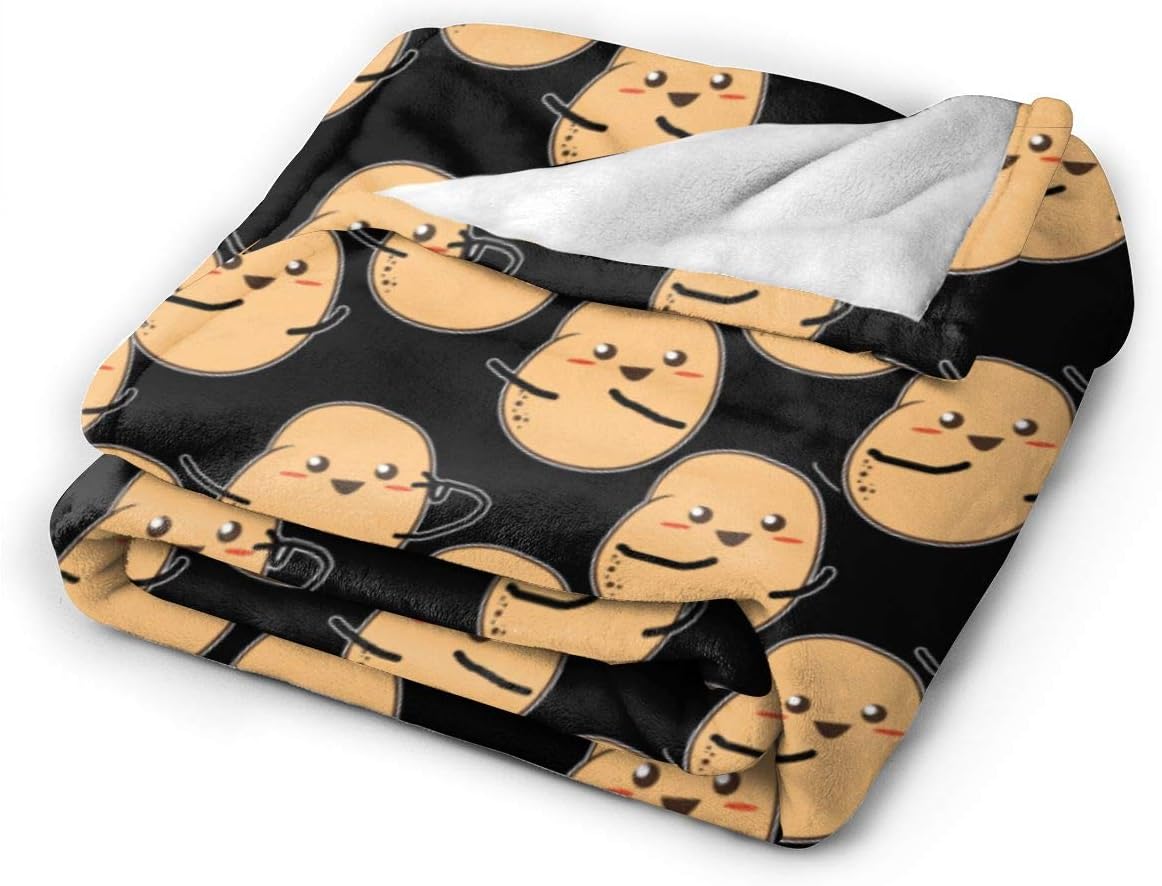 Comfy Soft I'm A Potato Cute Potatoes Throw Blanket, Sherpa Flannel Fleece Home Blanket Wearable Blanket, Queen Size Blankets for Bedroom Living Rooms Sofa Couch, 40"x50"