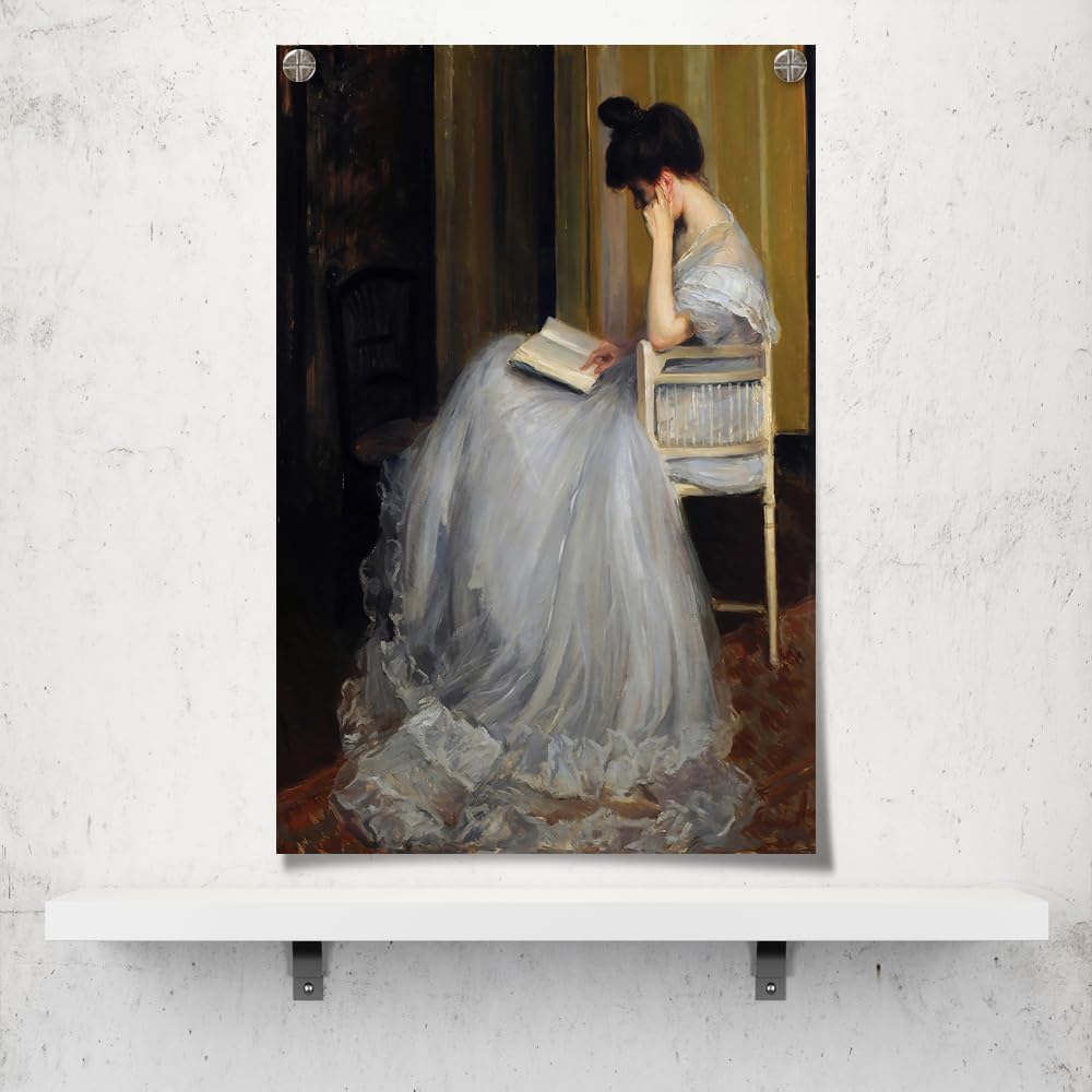 uoyien Vintage French Victorian Wall Art Famous Artwork Woman Reading Portrait Oil Painting Dark Academia Aesthetic Print 19th Century Antique Poster Retro Gallery Bedroom Decor 12x16in Unframed