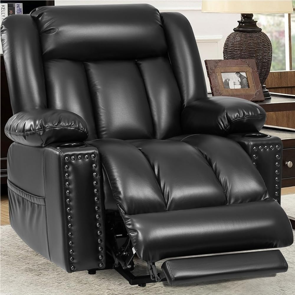 Infinite Position Power Lift Recliner Chair for Elderly with Heat and Massage Electric Stand Up Sofa Thickened Ergonomic Padded Lounge for Back Waist Knee Relief Dual Side Pockets