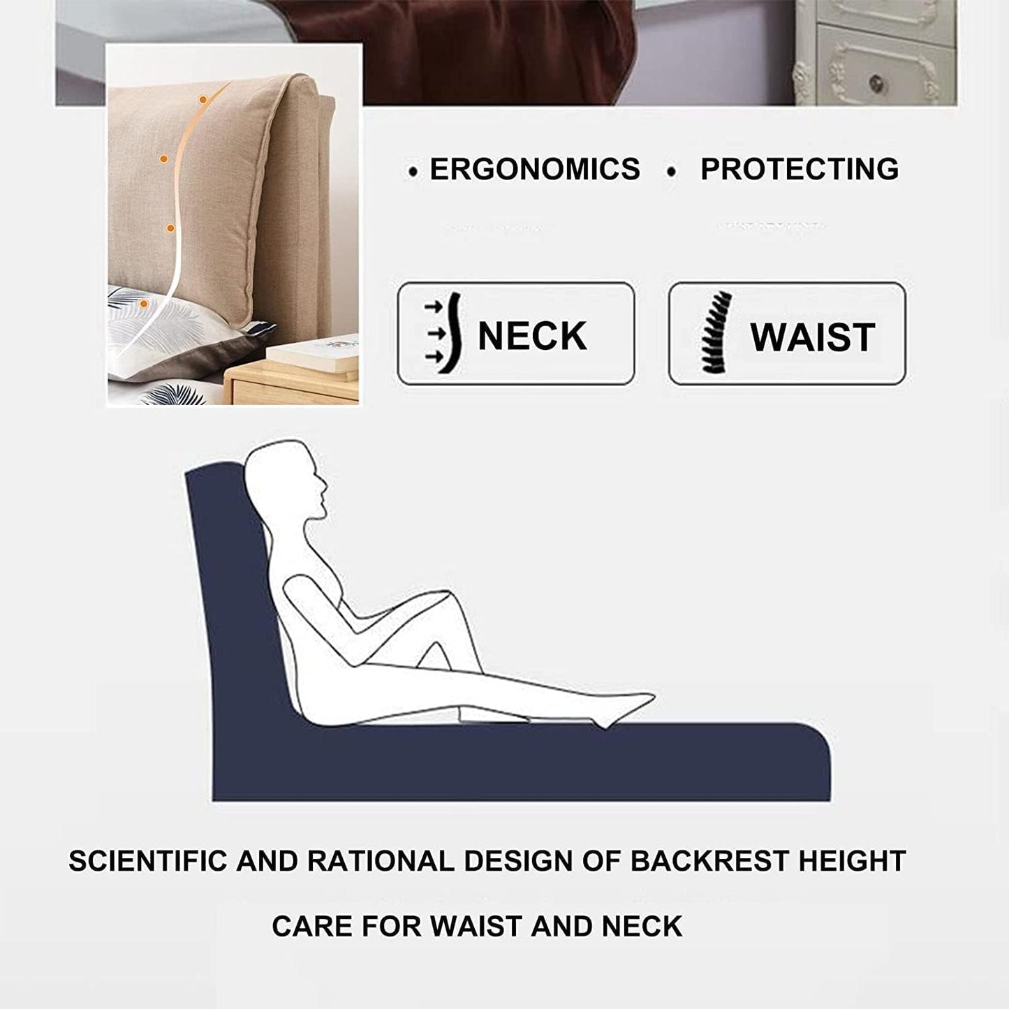 Large Upholstered Headboard Cushion Backrest Cushion Bedroom Headboard Wall Pillow Lumbar Pad Bed Removable (Size:No headboard 70.8"/180cm,Color:D)