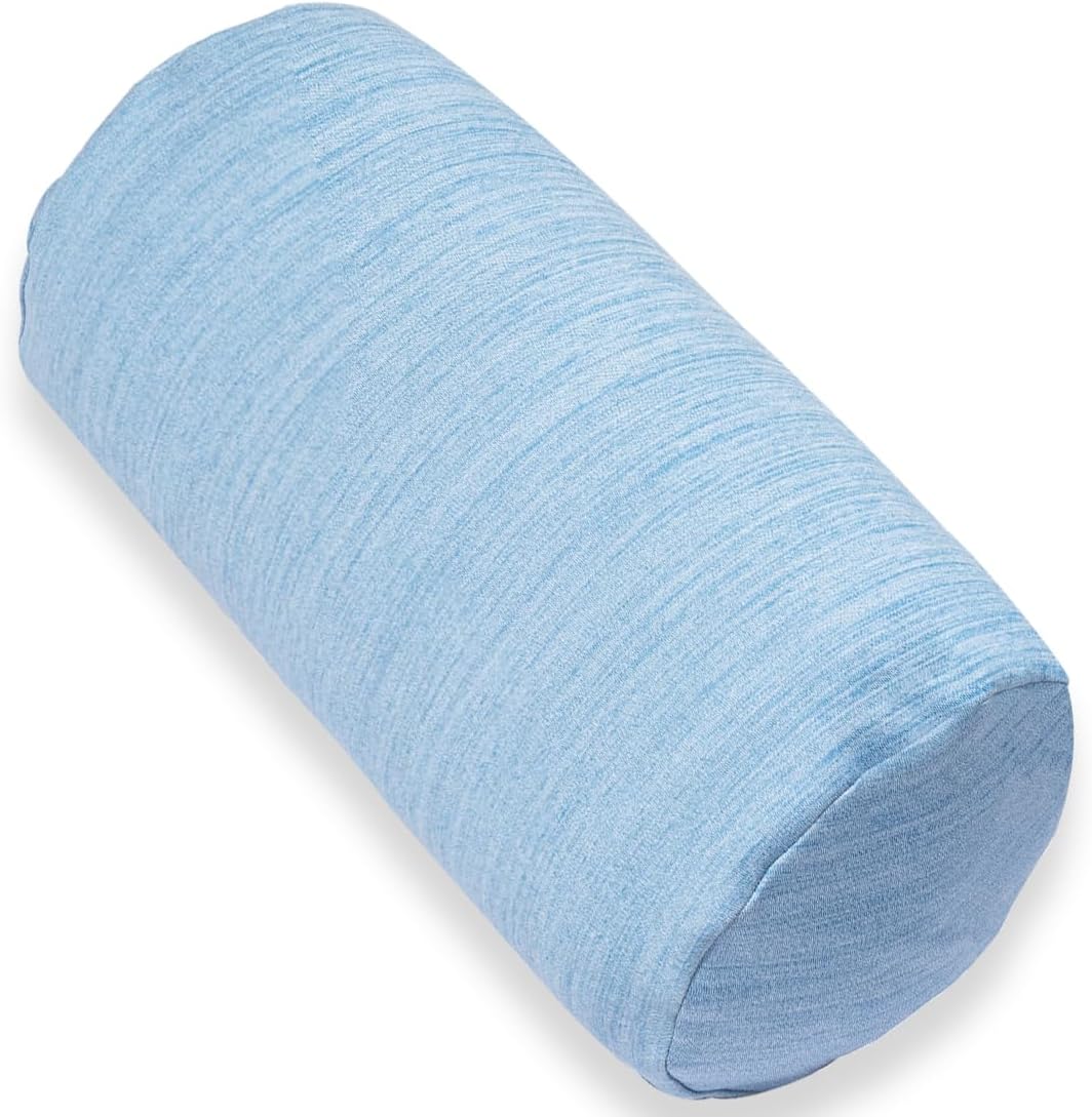 Round Cylinder Bolster Pillow with Removable Cooling Cover, Tube Roll Cervical Pillow for Head, Neck, Back and Legs Support, 13"x 6", Blue