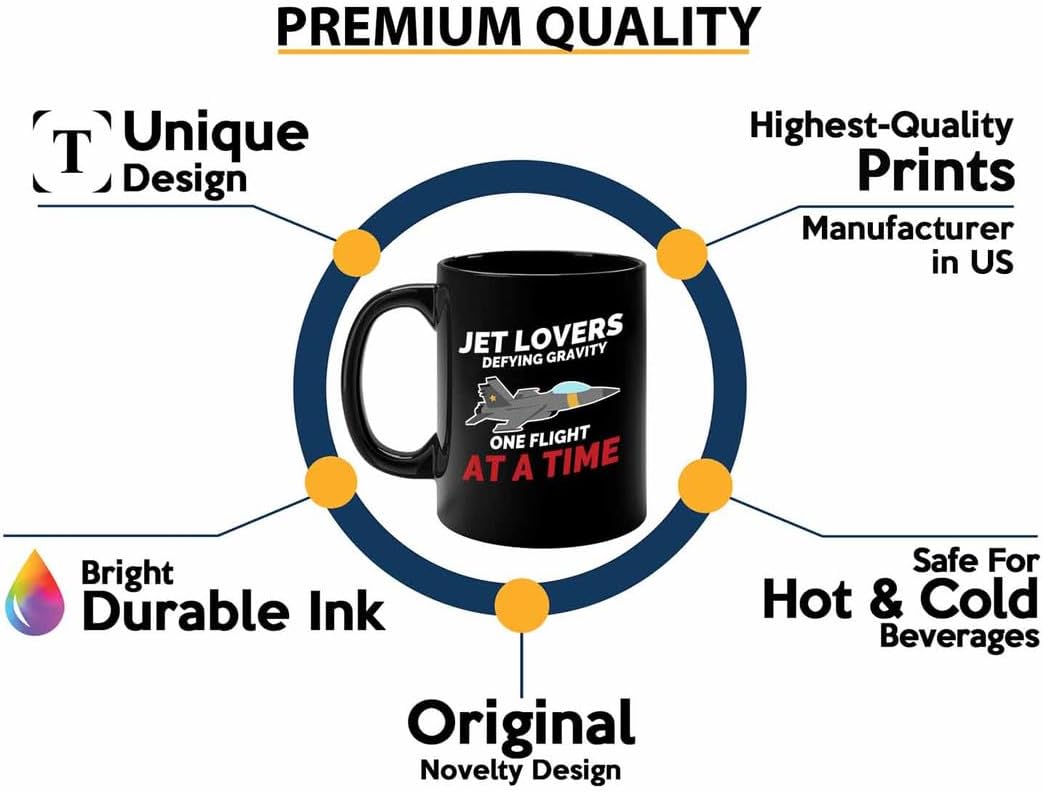 Jet Pilot Coffee Mug 11oz Black - Jet lovers Defying gravity - Pilot Gifts Airplane Flying Captains Aviator Airline Aviation