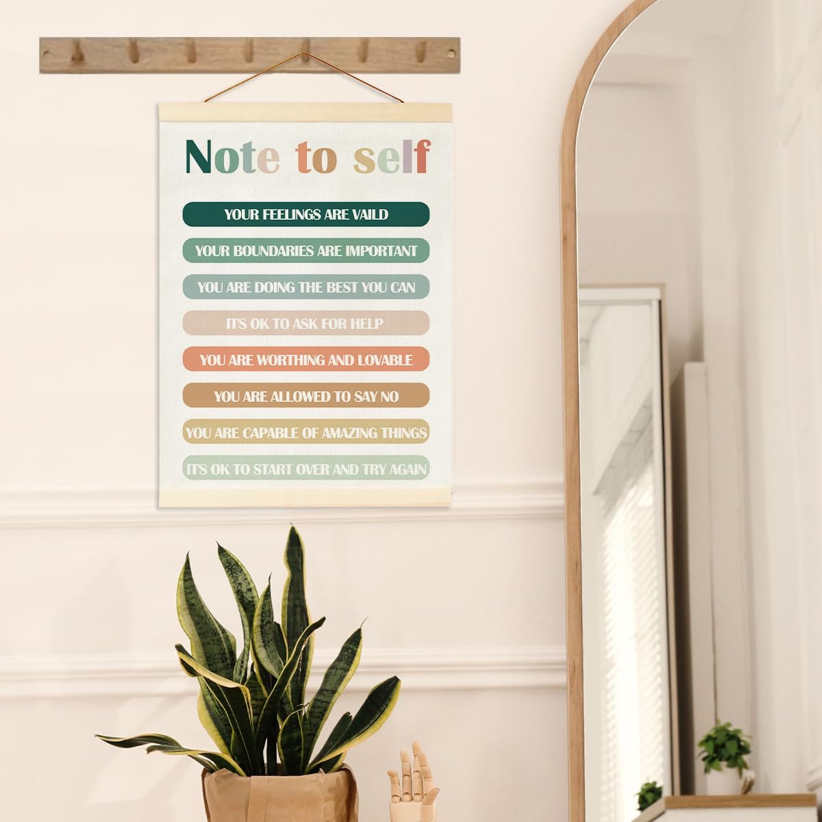 Mental Health Decor-Therapy Office Decor-Psychological Wall Decor-Therapist Office Must Haves-Canvas Hanging Pennant Wall Sign Decor Gift-Inspirational Wall Art-Mental Health Gifts,Note to self