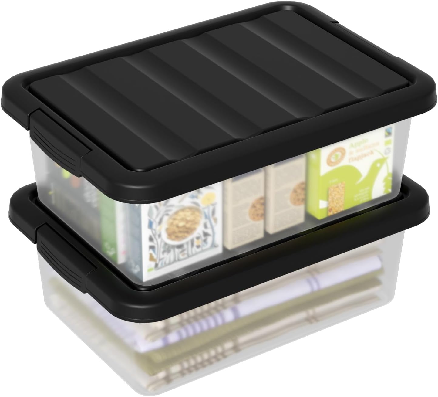 Plastic Containers Bins with Latching Lids, Stackable Organization Bins for Storage, 2 Packs, 14 Quart