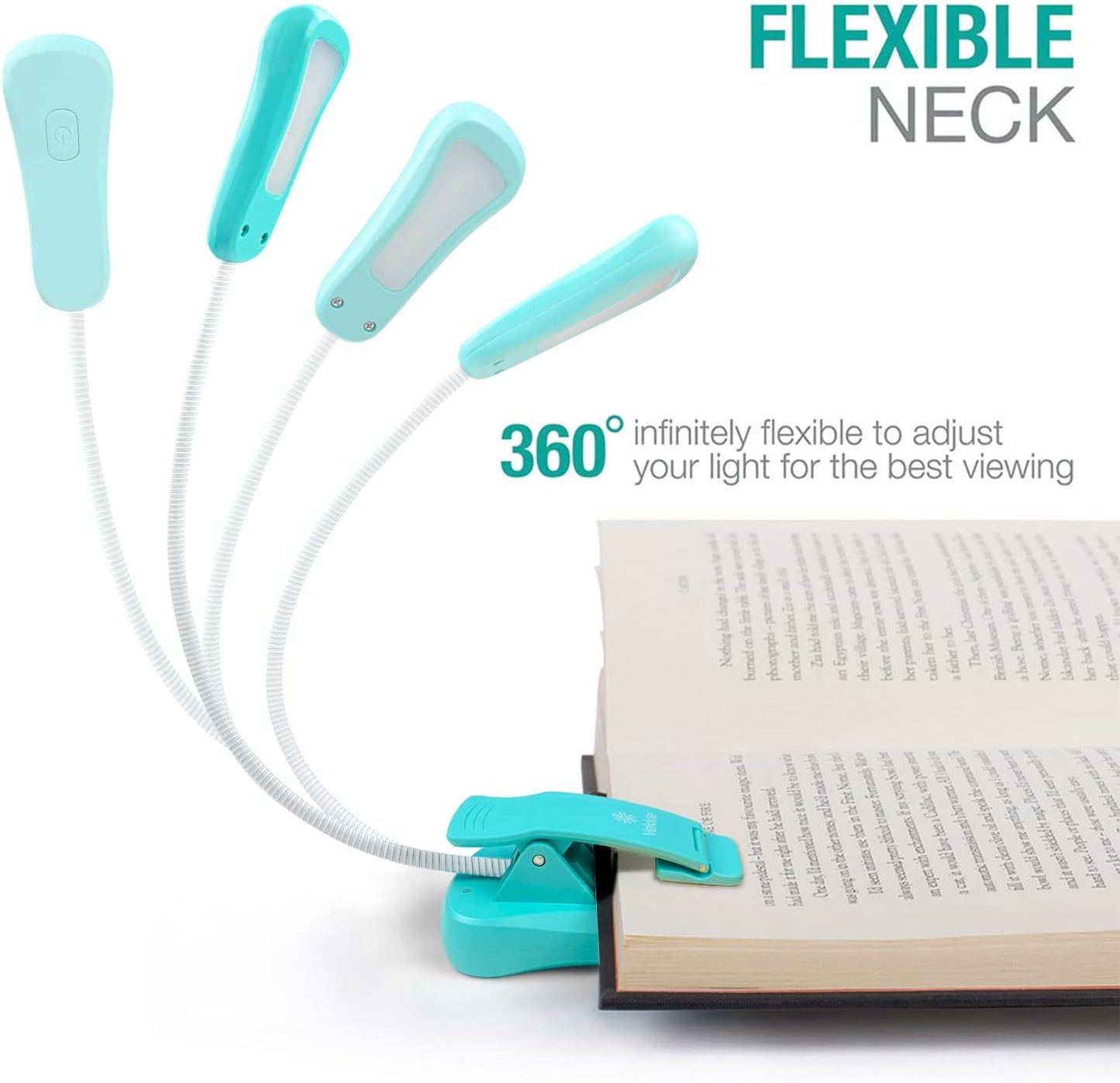 Vekkia Rechargeable Book Light for Reading in Bed, 3 Color x 3 Brightness, Lightweight Reading Light, Up to 70 Hours Lighting, Great for Readers, Travel (Blue)