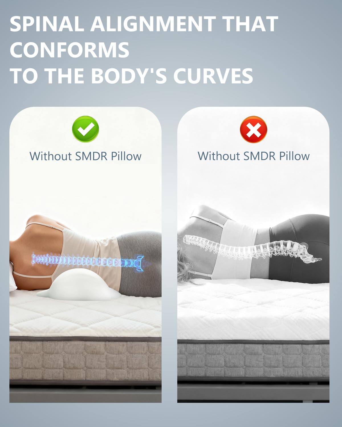 SMDR Ergonomic Lumbar Support Pillow, Dual-Wing Memory Foam Back Cushion for Lower Back Pain Relief & Posture Support (Standard Height), Washable Cover