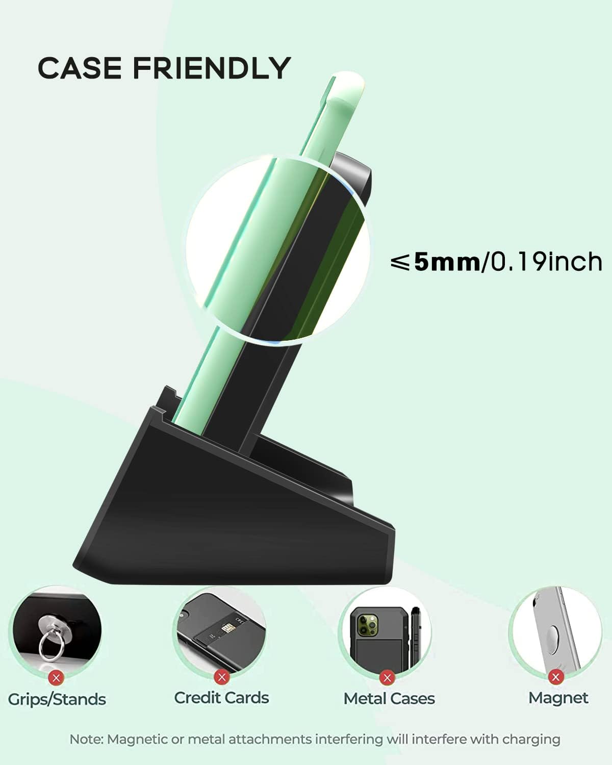 Wireless Charger YUWISS Wireless Charging Stand Cordless Charger 10/7.5/5W Compatible with iPhone 14 13 12/12 /11Pro Max/XR/XS Max/XS/X/8/8Plus Galaxy S22/S21/S9/S9+/S8/S8+ Note