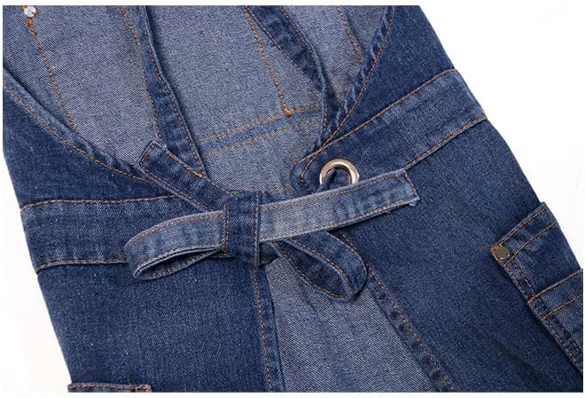 Denim Apron with Multi Pockets for Kitchen, Cooking, BBQ & Gardening