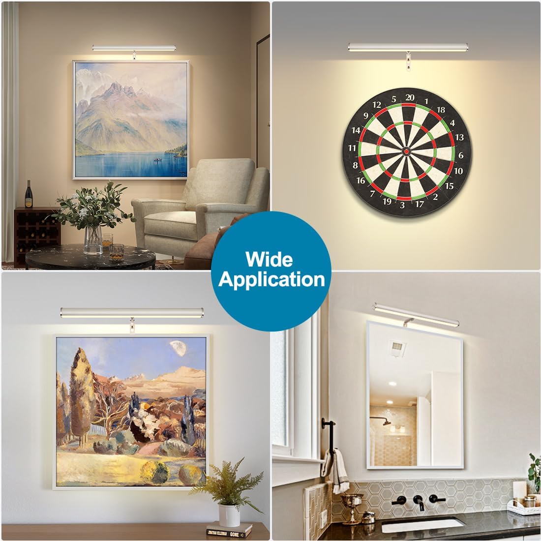 LED Picture Lights for Paintings Plug in, 14 inch 4W Adjustable Art Light Gallery Wall Light for Display Art Work, Brushed Nickel Finish, CRI90+, 3000K Warm White, ETL Listed