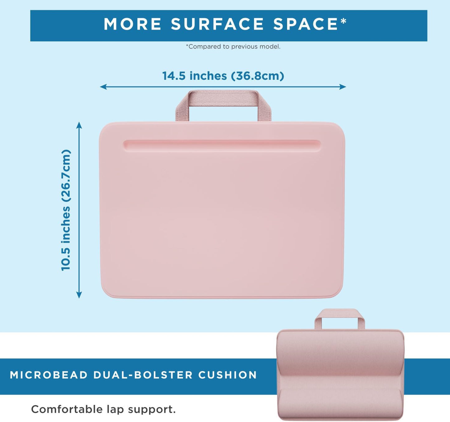 LAPGEAR Compact Lap Desk – Fits Up to 14″ Laptops – Rose Quartz – Style No. 43104