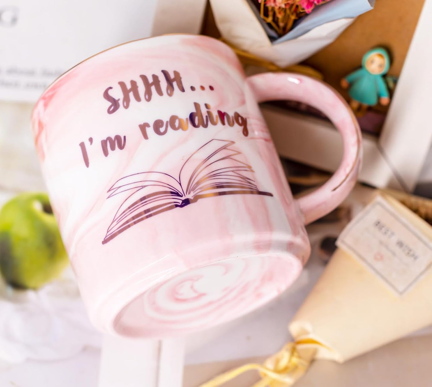 Book Lovers Gifts for Women - Funny SHHH I'm Reading Mug - Birthday Mothers Day Christmas Bookish Gifts For Bookworm Readers Writers Librarian Bookaholic Friends -Cute Ceramic Coffee Mug 11.5oz