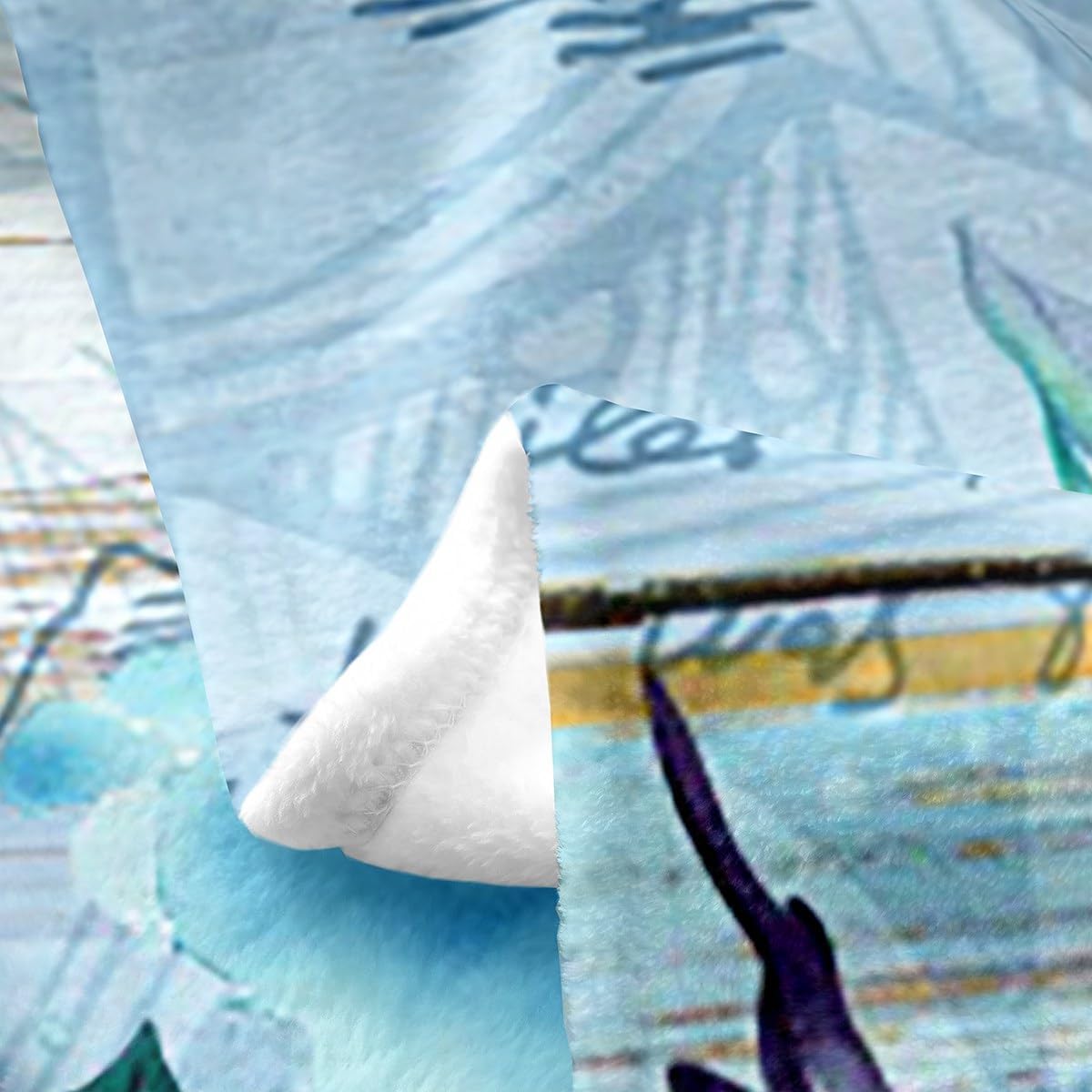 Feelyou Marlin Swordfish Flannel Fleece Throw Blanket Ocean Fish Fuzzy Blanket for Sofa Couch Kids Blue Vintage Barn Door Nautical Fishing and Hunting Plush Blanket Queen 90"x90"
