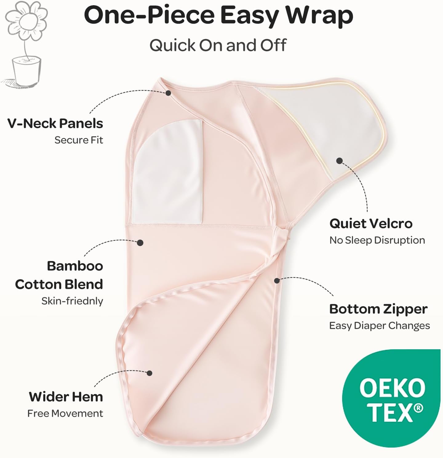 Momcozy Swaddles for Newborns, Quiet Fastener Swaddle Suitable for Infant 0-3 Months, New-Parent-Friendly Sleep Sack, Reduce Startle Reflex, Newborn Boys Girls Registry Essentials, 2-Pack, Bloom