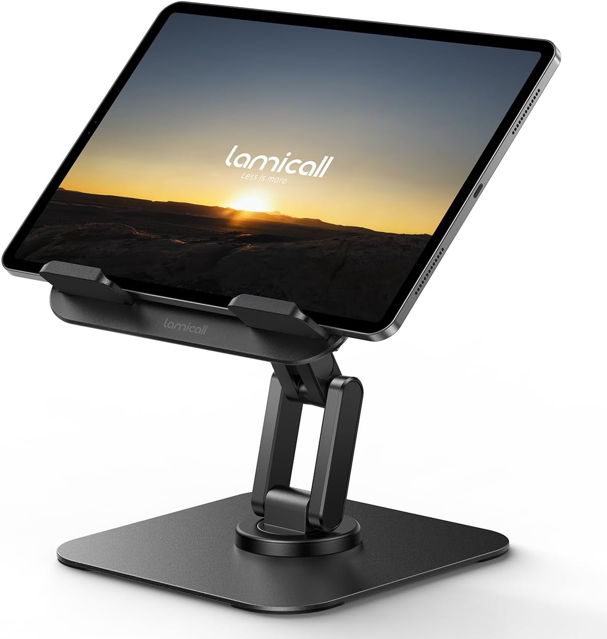 Lamicall Rotating Tablet Stand for Desk - [Fully Adjustable][Foldable & Portable] iPad Stand with Heavy-Duty Base, Tablet Holder Gifts for 4.7-13" Devices, 2025 iPad Pro Air, Kindle, iPhone 17 Pro