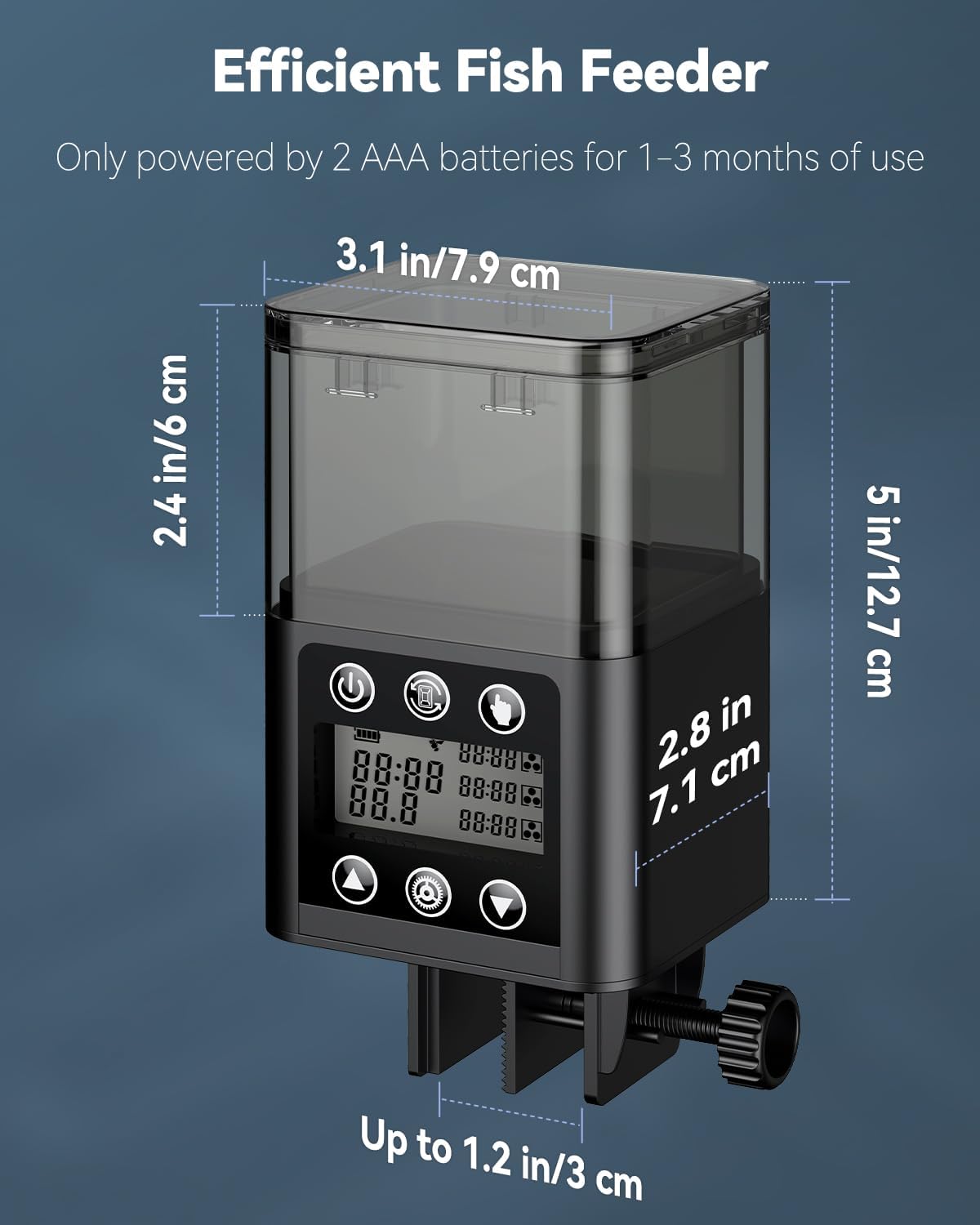Pawfly Automatic Fish Feeder for Aquarium, Auto Vacation Timer for Fish Tank 320 ml Adjustable Food Dispenser for Powder Pellets and Granules, Battery Operated