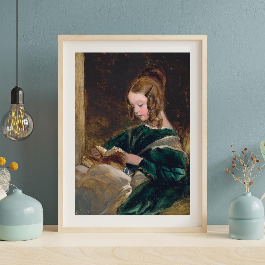 Girl Reading a Book Rachel Russell 1835 by Sr. E. Landseer London, United Kingdom Artist Artist 16"X22" Image Size on Matte Paper Fine Art Print Poster Shipped Rolled-up