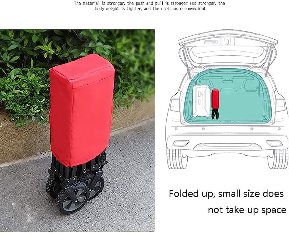 Handcart, Portable Folding Trolley Garden Cart Multi-Function Shopping Cart Household Outdoor Camping Beach Supermarket Fishing 4 Wheels Pull Truck Small Hauling Car