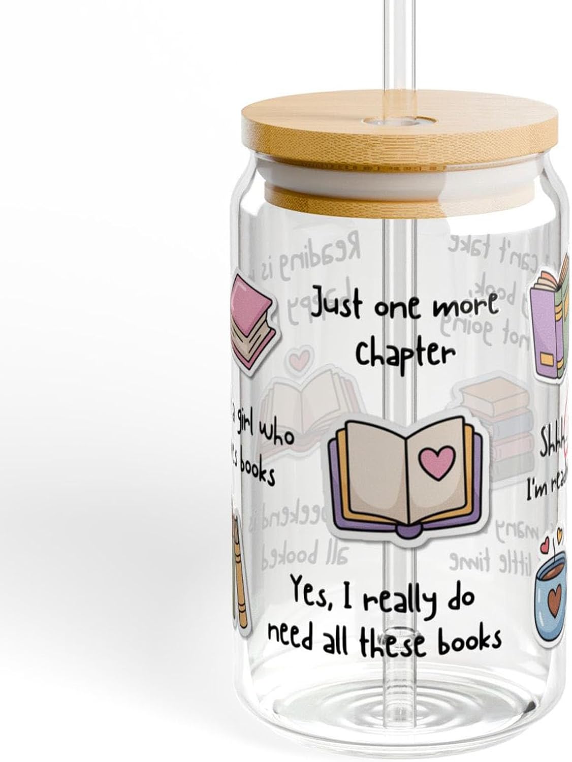 Book Lover Sipper Glass 16oz -We Laugh - Gift for Book Lovers Women Fiction Romance Readers
