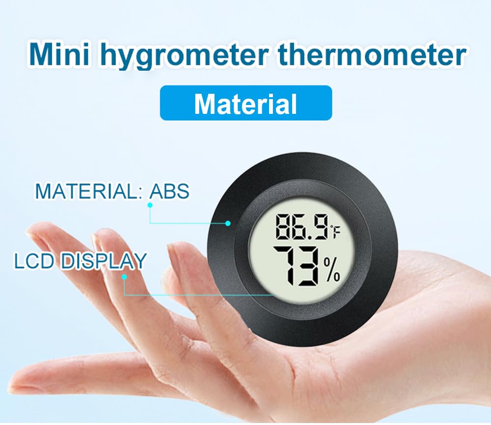 6 Pack Hygrometer Thermometer Digital Humidity Meter Indoor/Outdoor Humidity Monitor Reptile Thermometer for Greenhouse Humidors Terrarium Jars ℉/ ℃(6)
