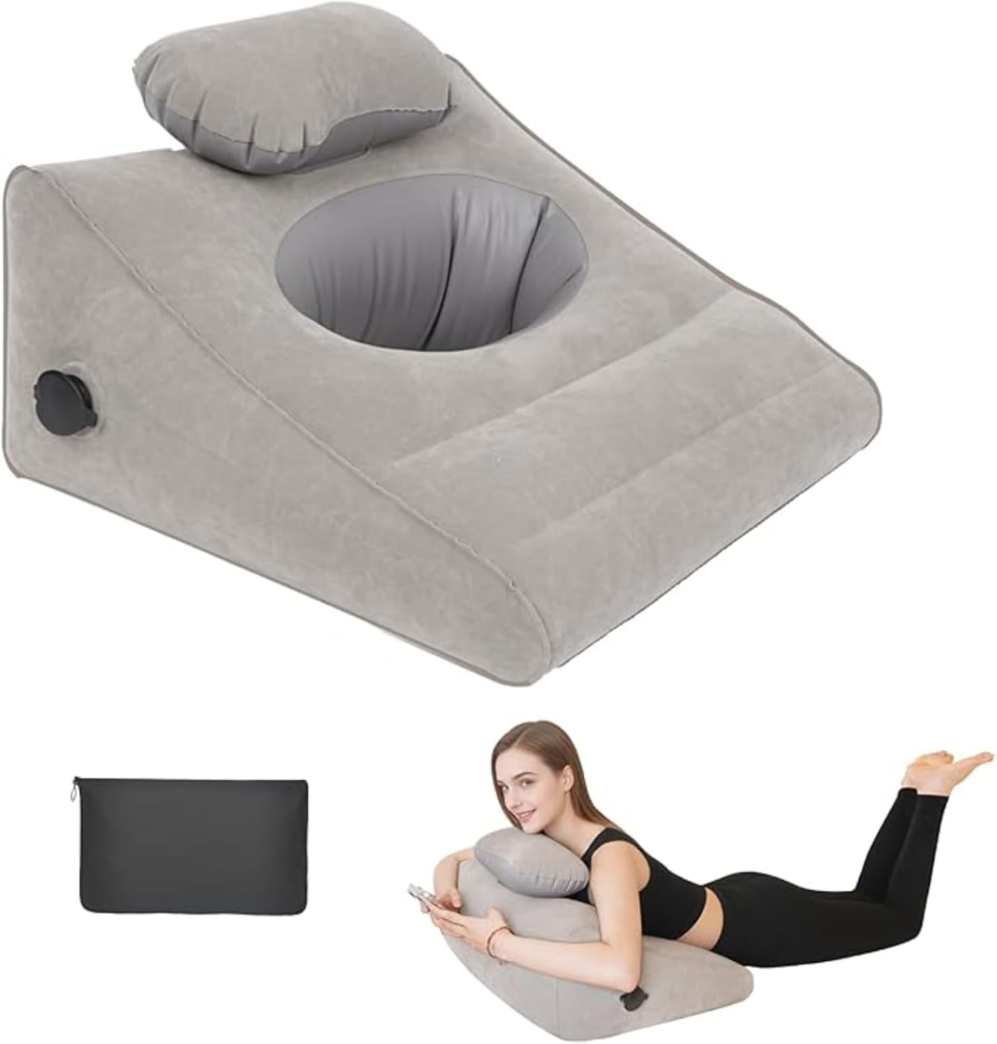 Wedge Pillow for Sleeping, Inflatable Leg Elevation Pillow for Swelling, Circulation, Leg & Back Pain Relief, Leg Pillow for After Aurgery, Hip,Foot,Ankle, Injury, Recover