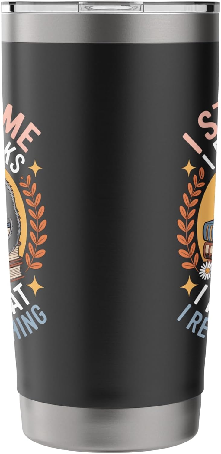 Tuxedo Cat on Books Retro Introvert Reader Design Stainless Steel Insulated Tumbler