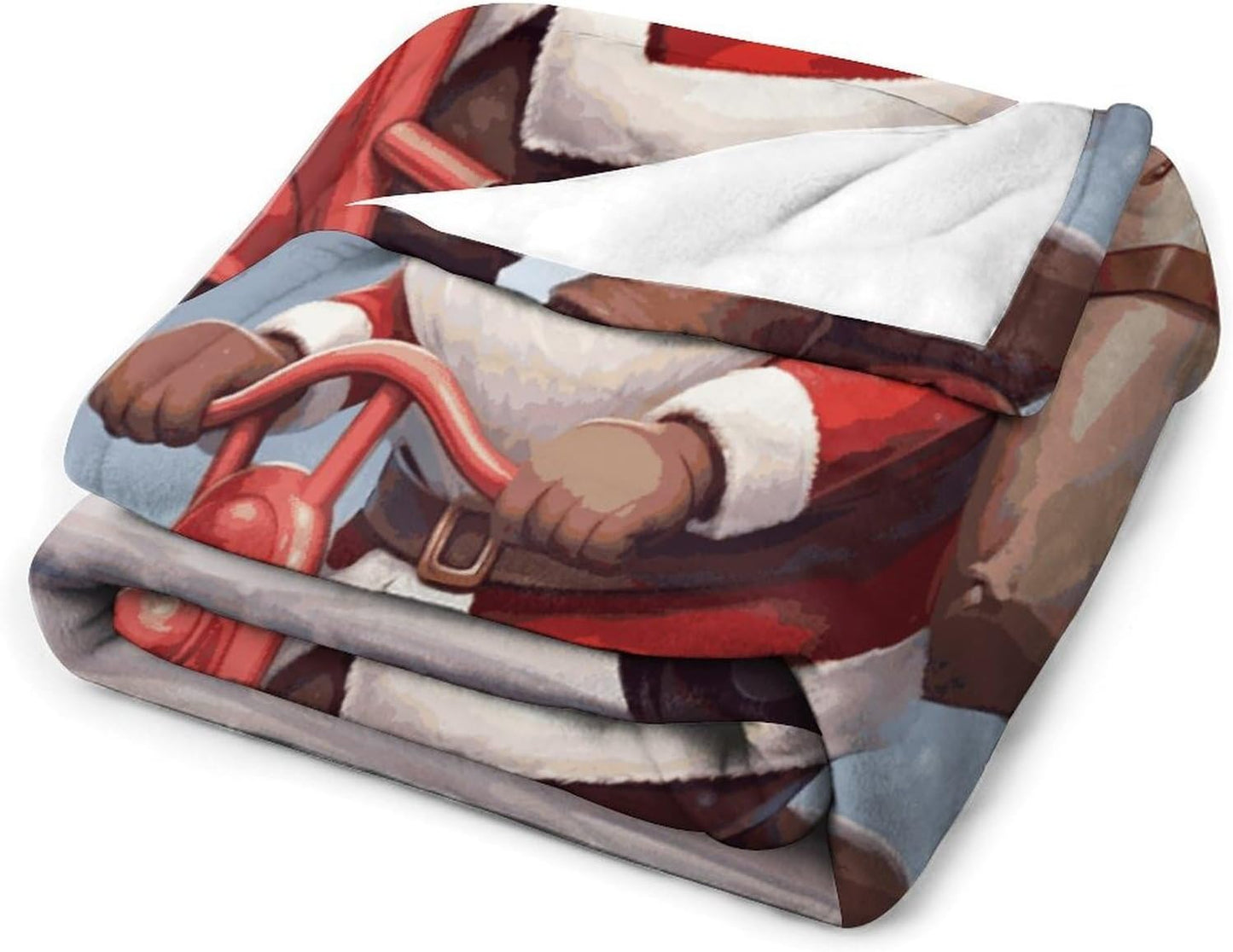 Santa Claus on Scooter Blanket Super Soft Lightweight Throw Blanket Cute Cozy Warm Bed Blanket Decorative Fuzzy Blanket All-Season Home Decor Gift for Sofa Couch Living Room 30"*40"（76 * 100cm）