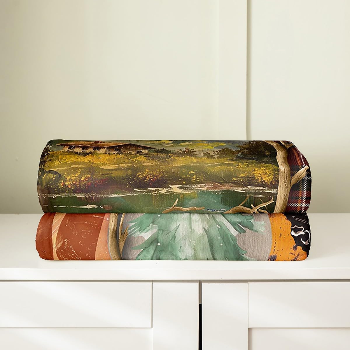 Feelyou Buffalo Fuzzy Blanket Throw 50"x60" Wild American Bison Flannel Fleece Throw Blanket for Sofa Couch 3D Wild Animal Rustic Lodge Cabin Farmhouse All Season Bed Blanket Plaid Plush Blanket
