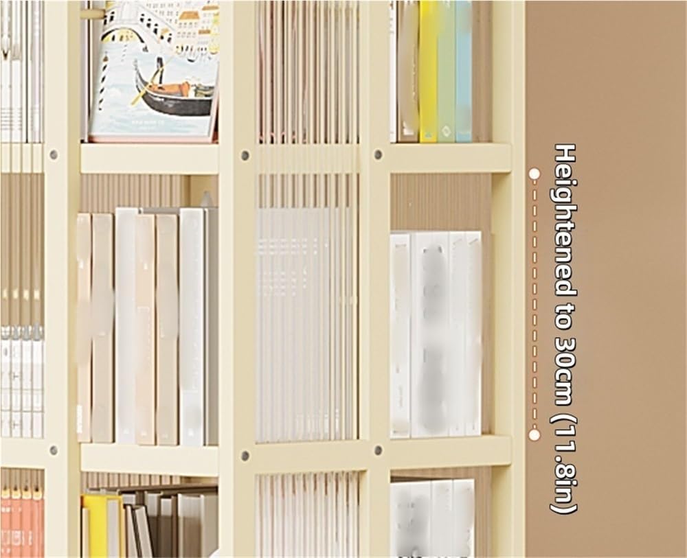 360° Rotating Floor Standing Bookshelf, Tall Open Design Revolving Bookcase with Acrylic, Space-Saving Display Shelf for Study or Living Room (Brown, 72x13.8x13.8in)
