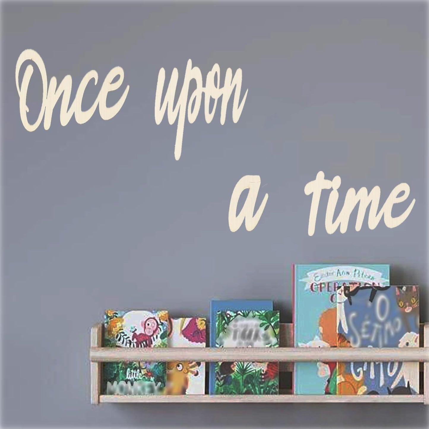 Wooden Wall Art Sign, Once Upon a Time Nursery Decor for family Bookshelf, Reading Nook, Daycare, Classroom for Reading Corner Kids Room Family Bookshelf Home Décor Birthday Present DIY Decoration