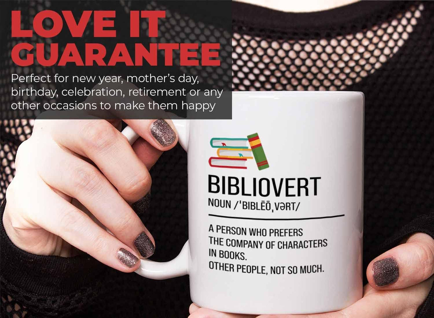Book lovers Coffee Mug 11oz White - Bibliovert Definition - Author Writer Book Library Editor Introvert Book Lovers Cat Lover Chill Relax Bookworm Reading