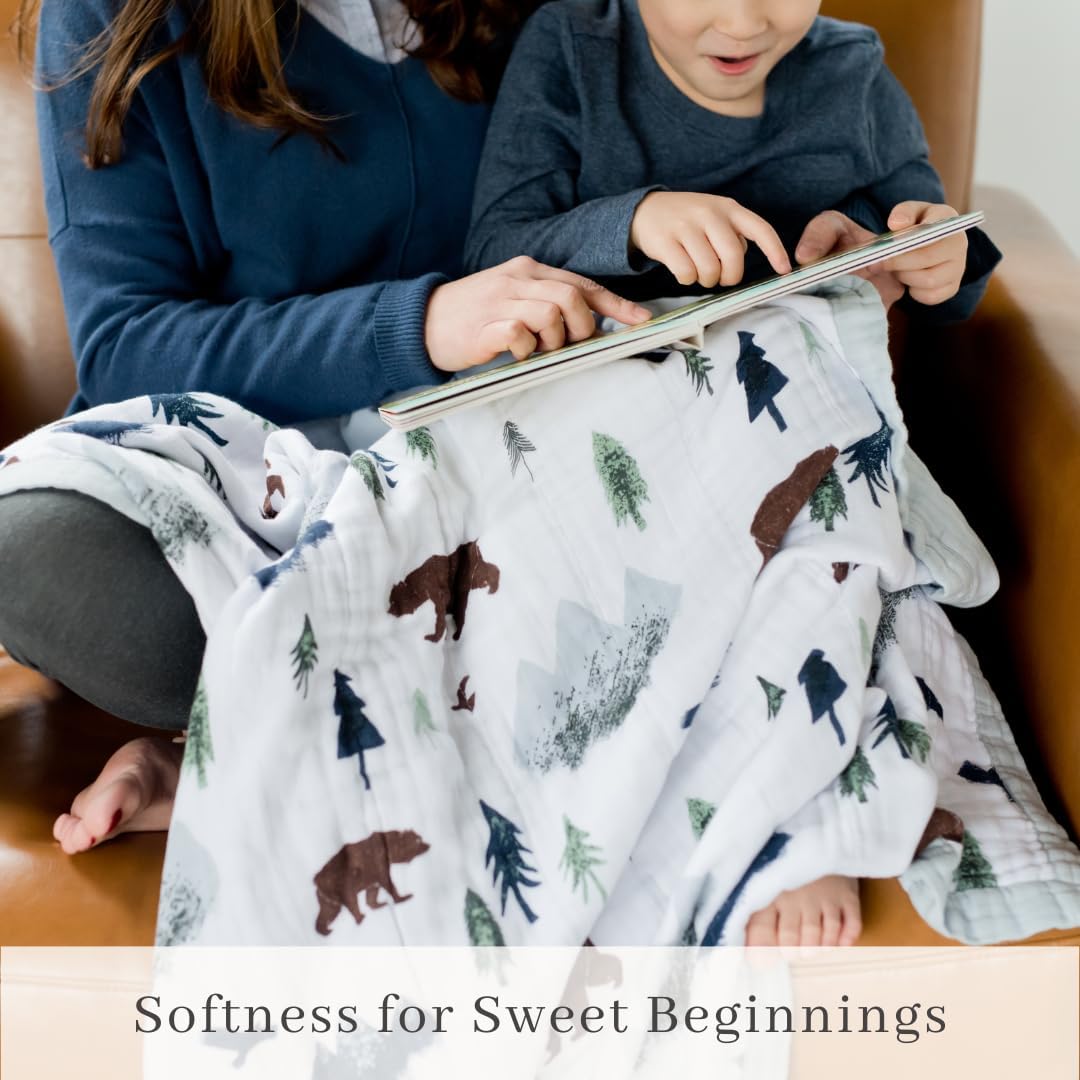 SARANONI Muslin Baby Blanket | Breathable, Ultra-Soft Muslin Quilt | Perfect Receiving Blankets for Boys & Girls | Yosemite - 4-Layer