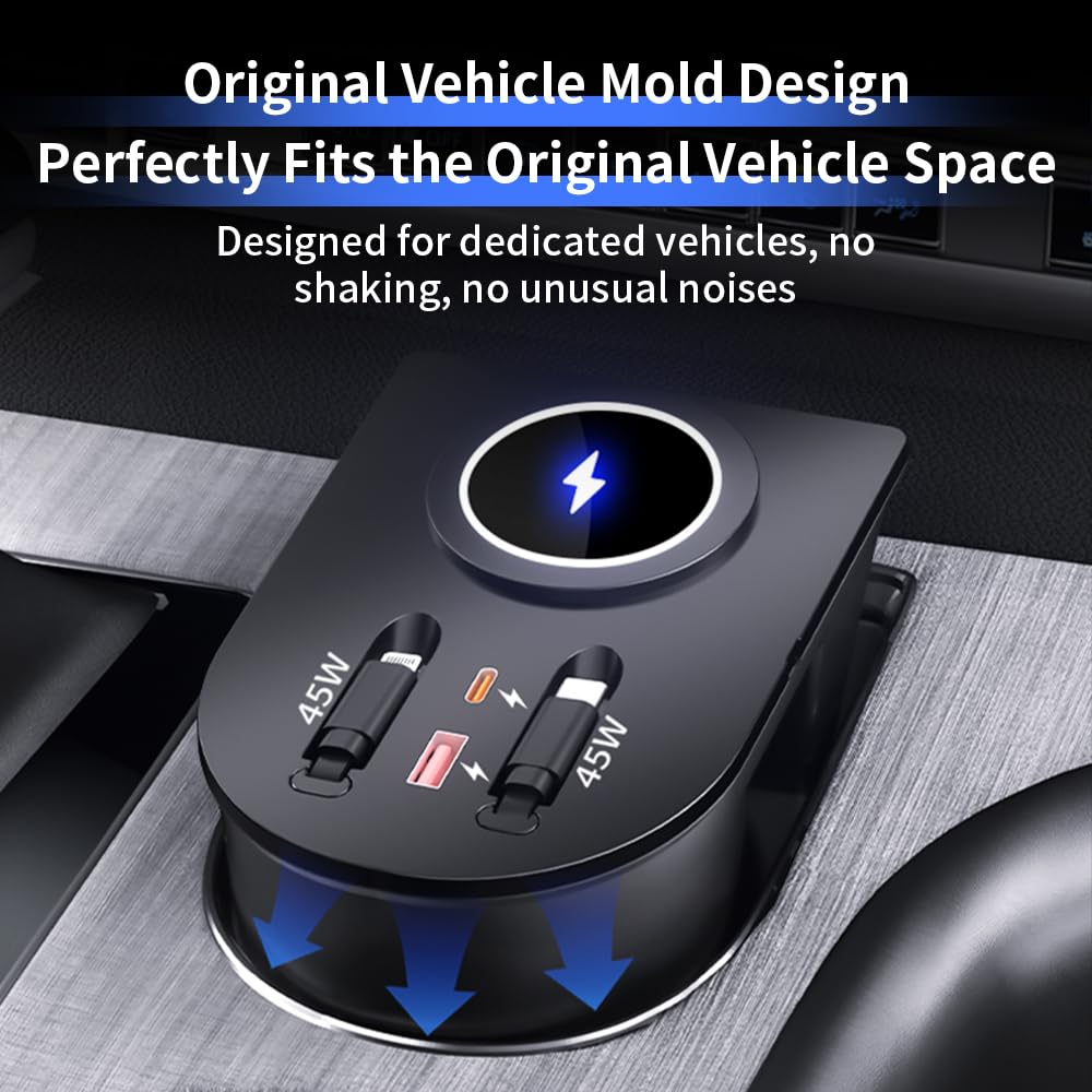 Car USB Hub Docking Station for Toyota Sienna 2021 2022 2023 2024 2025 2026 Type-C Fast Charger Auto Interior Centre Console Accessories Cigarette Lighter Decoration Phone Wireless Charging Adapter